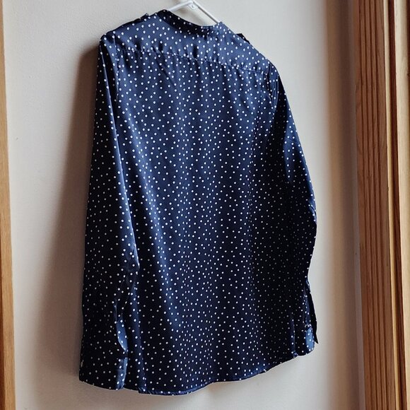 Calvin Klein Navy Polka Dot Button Down Shirt Size Petite Small - Picture 10 of 16